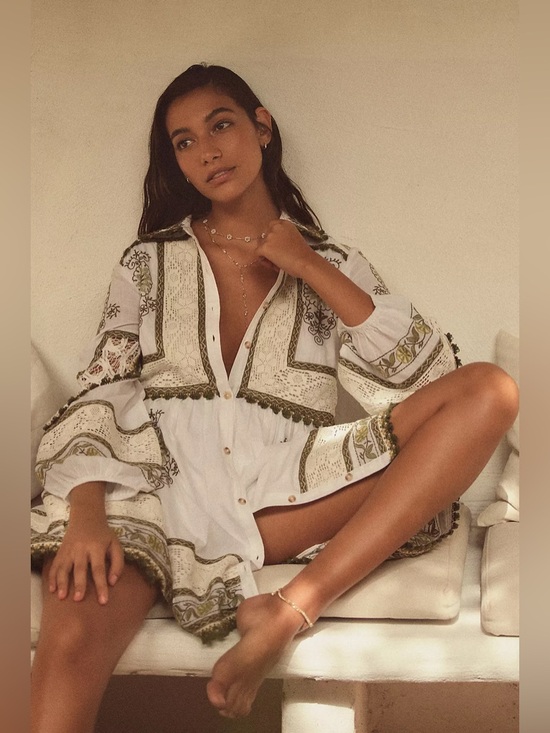 Anthropologie Dresses & Skirts - Anthropologie Maeve Long-Sleeve Embroidered Boho Mini Dress